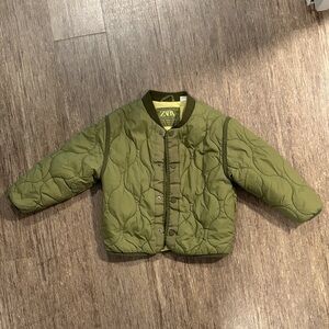 Zara Kids Green Quilted Puffer Jacket
